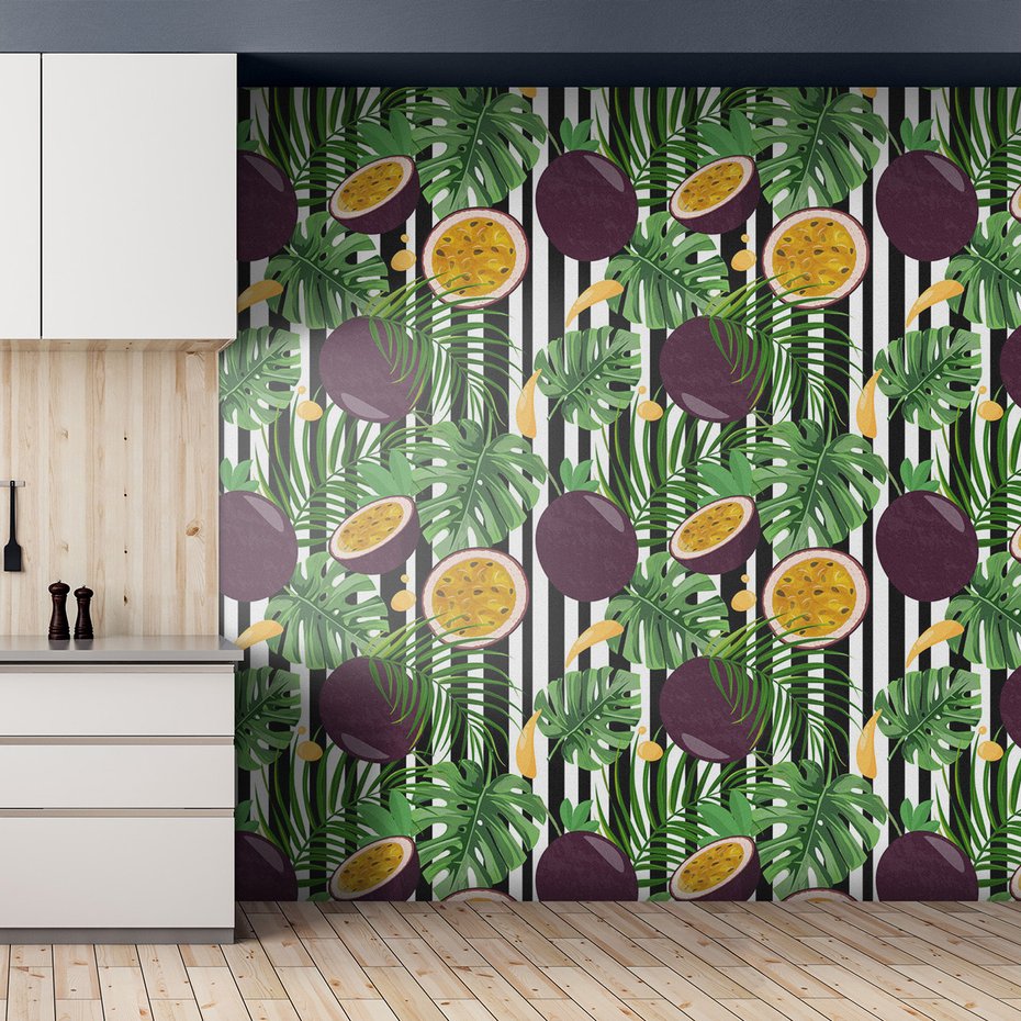 Tapeta - owoce, liście, pasja