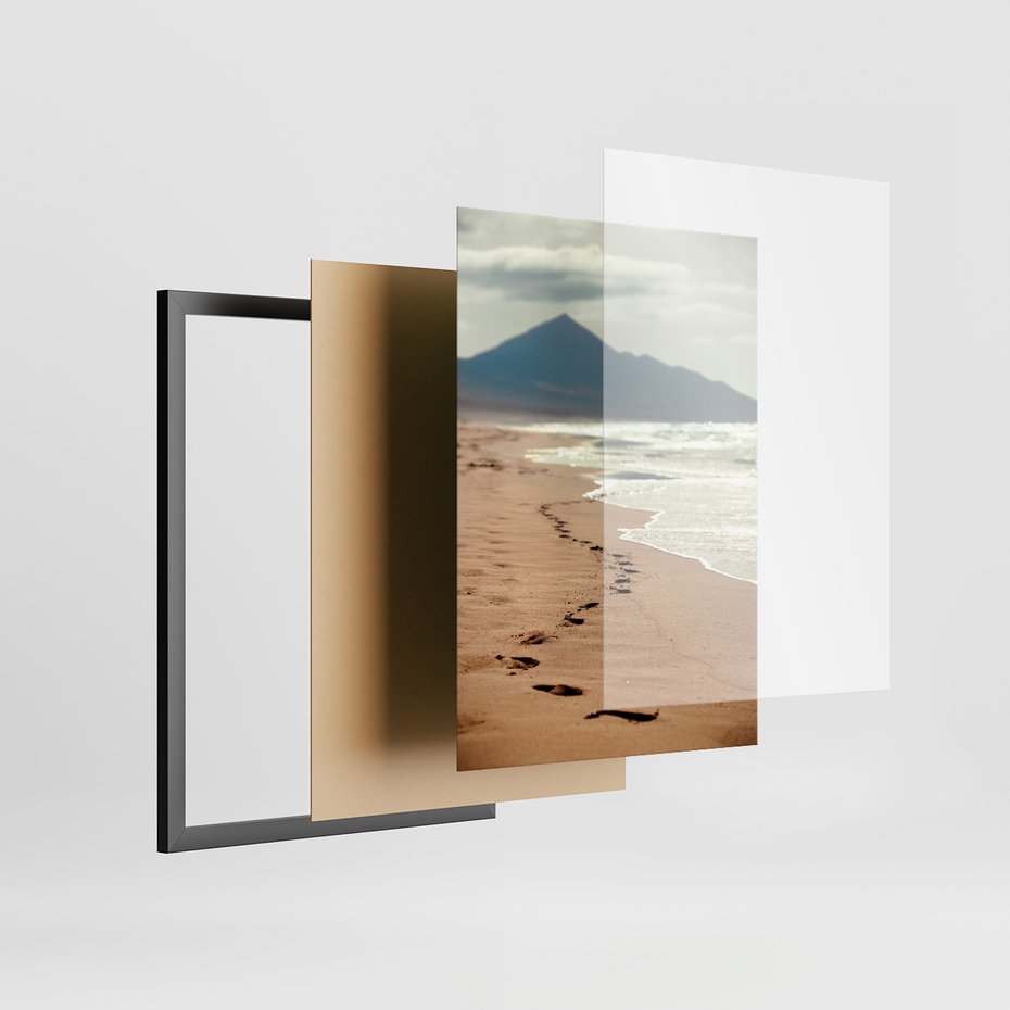Zestaw obrazy w ramie, plakaty - plaża, morze, piasek - rama czarna