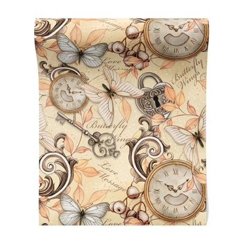 Tapeta - motyle, zegary, ornamenty