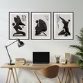 Zestaw obrazy w ramie, plakaty - abstrakcja,minimalizm,nowoczesne - rama czarna