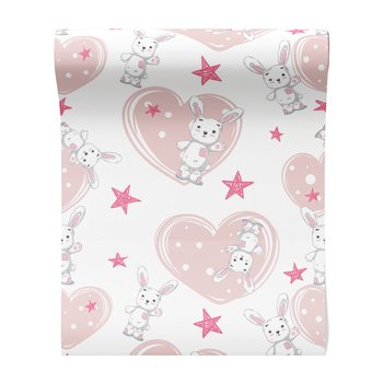 Tapeta - dziecięca, królik, serce, gwiazda