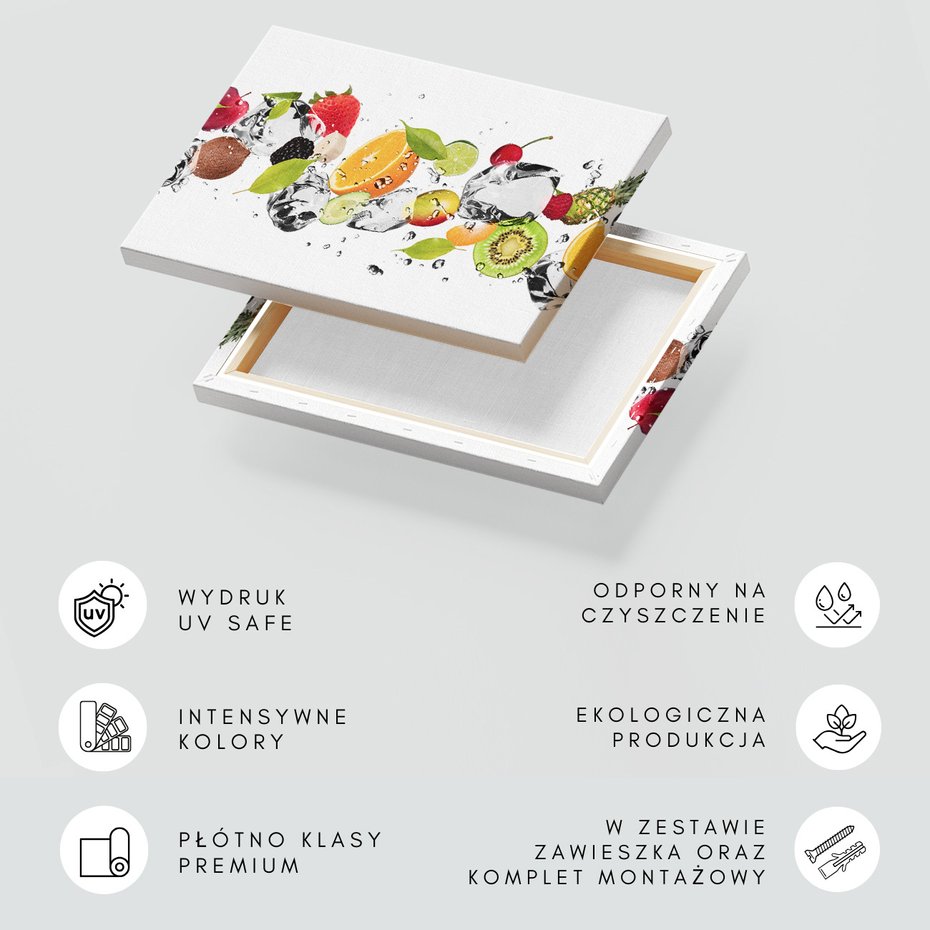 Obraz na płótnie - owoce, lód, świeżość