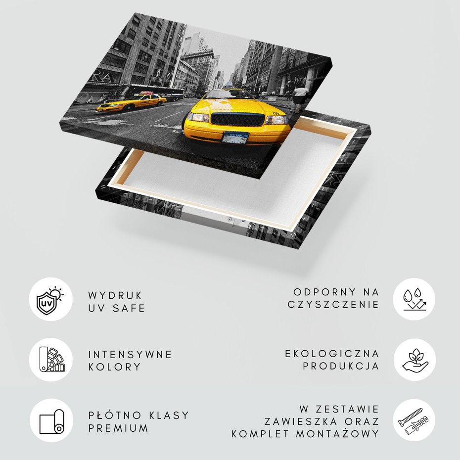Obraz na płótnie - taxi, miasto, ulica