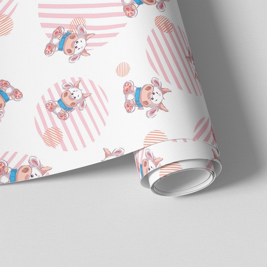 Tapeta - dziecięca, krowa, wzór, tło