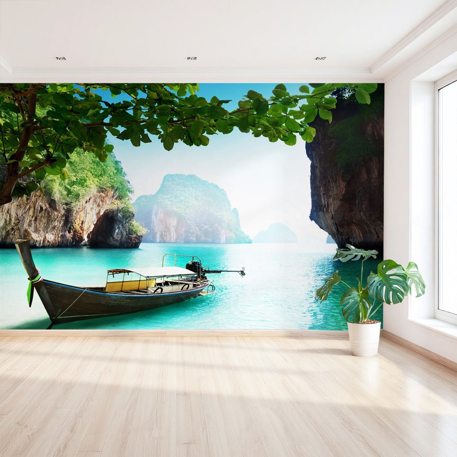 Fototapeta - łódź, morze, krajobraz