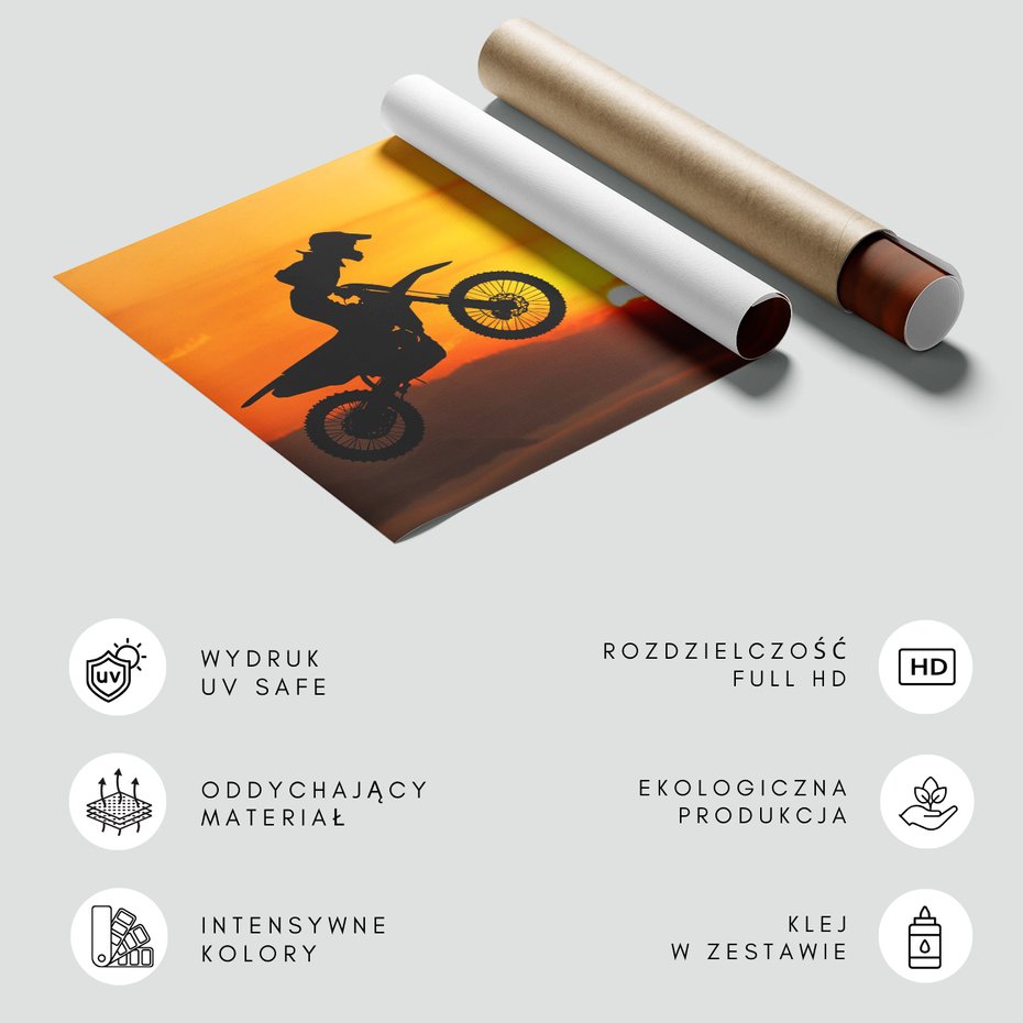 Fototapeta - motocykl, skok, sylwetka