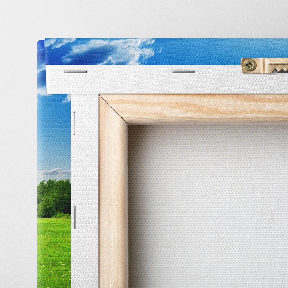 Obraz na płótnie - łąka, niebo, chmury