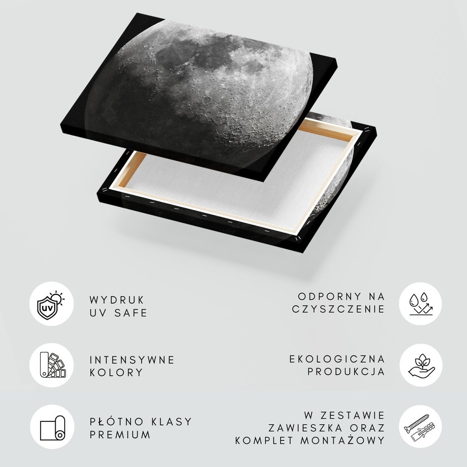 Obraz na płótnie - księżyc, kratery, powierzchnia