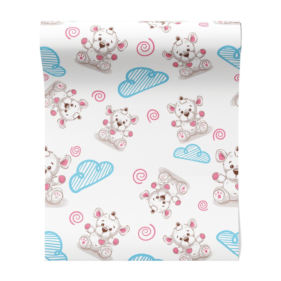 Tapeta - dziecięca, misie, chmury,