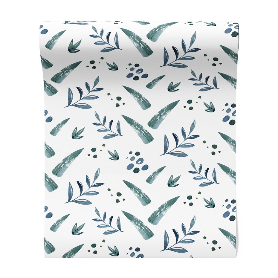 Tapeta - liście, gałązki, kropki