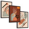 Zestaw obrazy w ramie, plakaty - abstrakcja, liście, rośliny - rama czarna