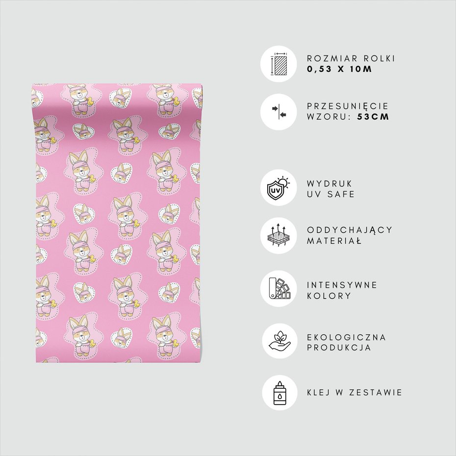 Tapeta - dziecięca, królik, kaczka,