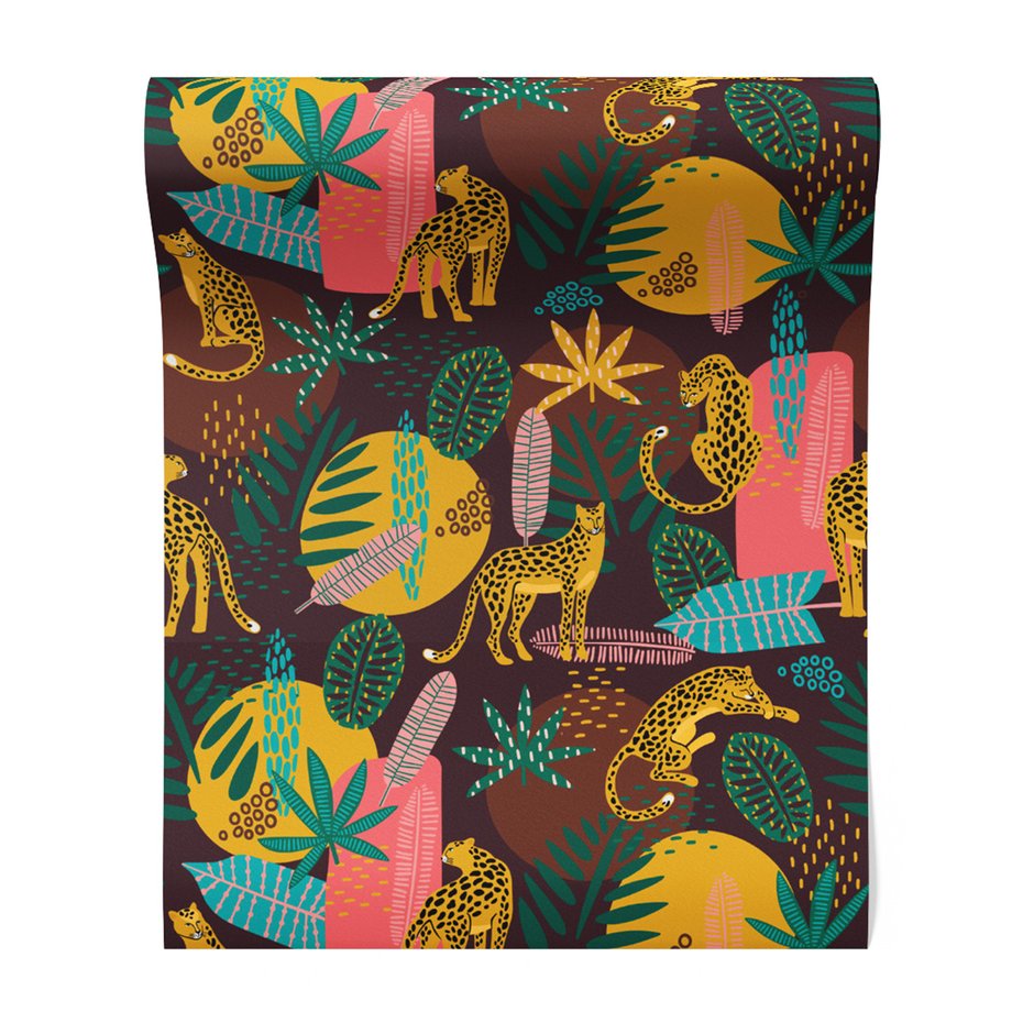 Tapeta - liście, pantera, koła