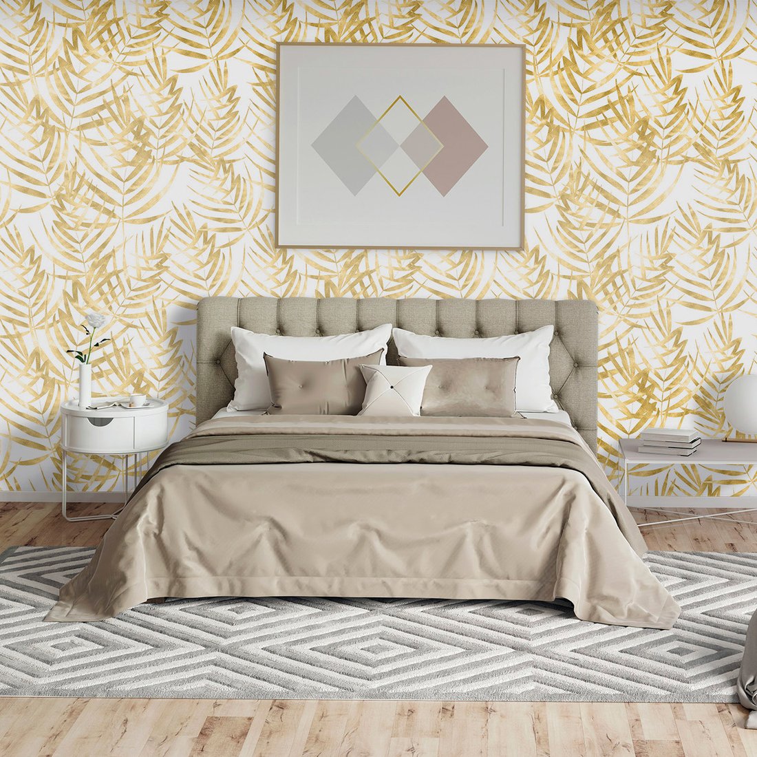 Tapeta - liście, złoto, natura