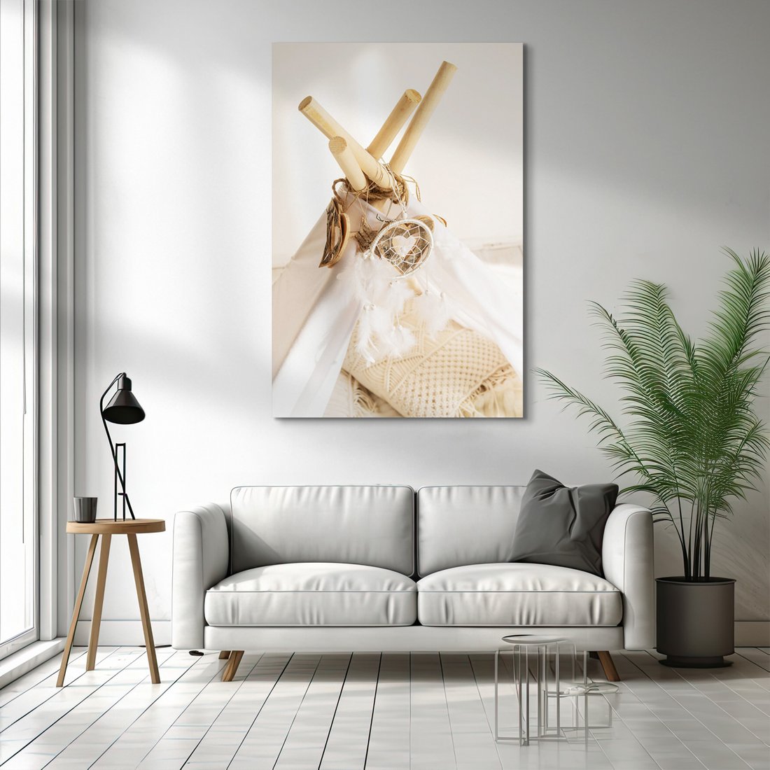 Obraz na płótnie - dekoracja, tipi, pióra