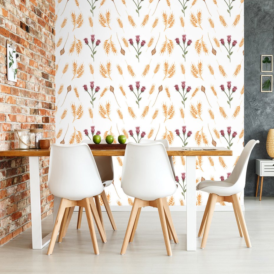 Tapeta - kwiaty, liście, źdźbła