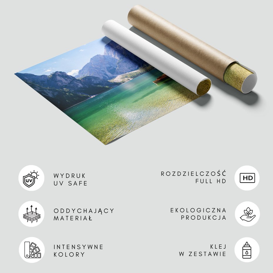 Fototapeta - jezioro, góry, domki