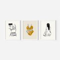 Zestaw obrazy w ramie, plakaty - kobieta, bielizna, ciało - rama biała
