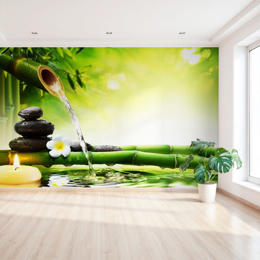 Fototapeta - bambus, woda, kamienie