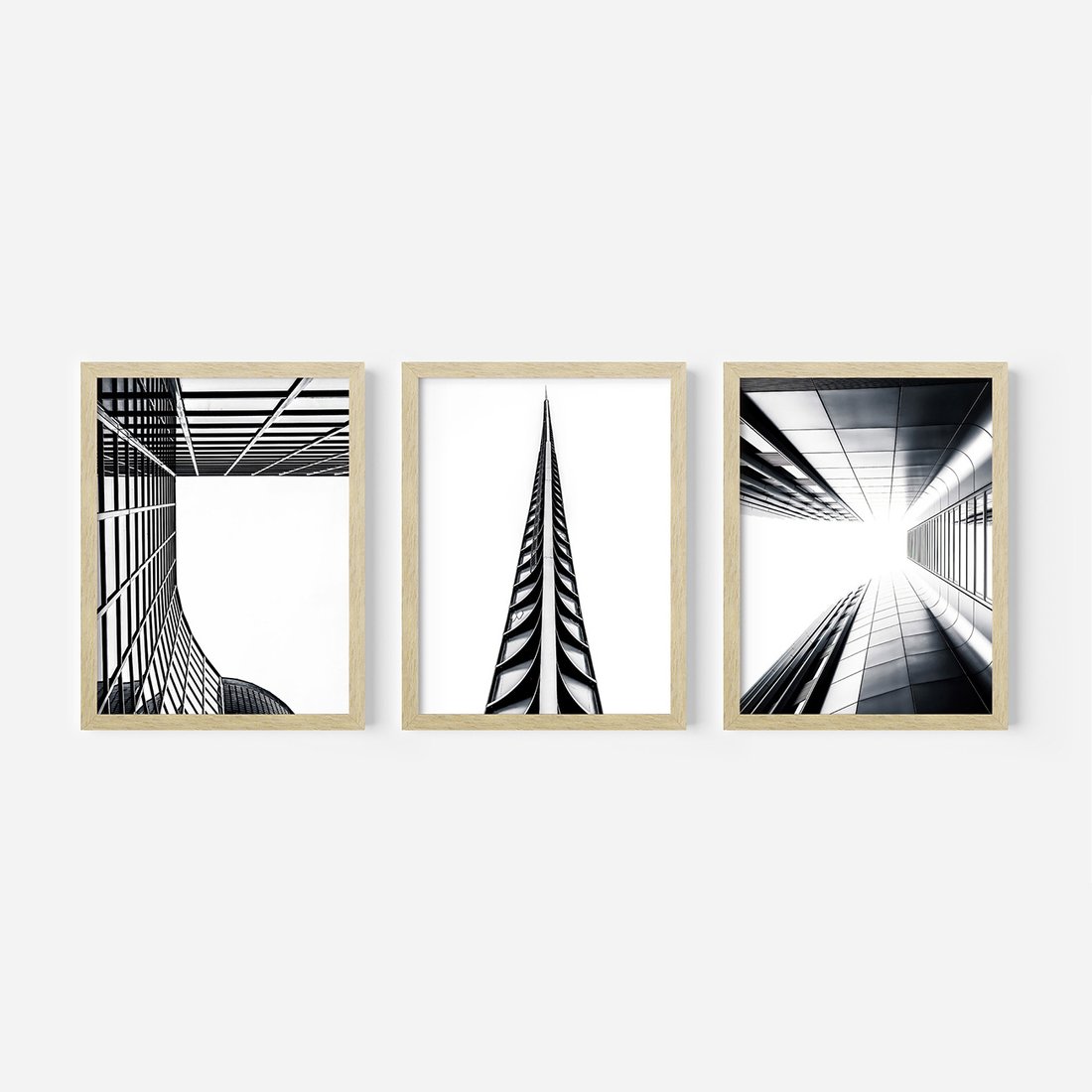 Zestaw obrazy w ramie, plakaty - architektura, budynki, miejski - rama drewno
