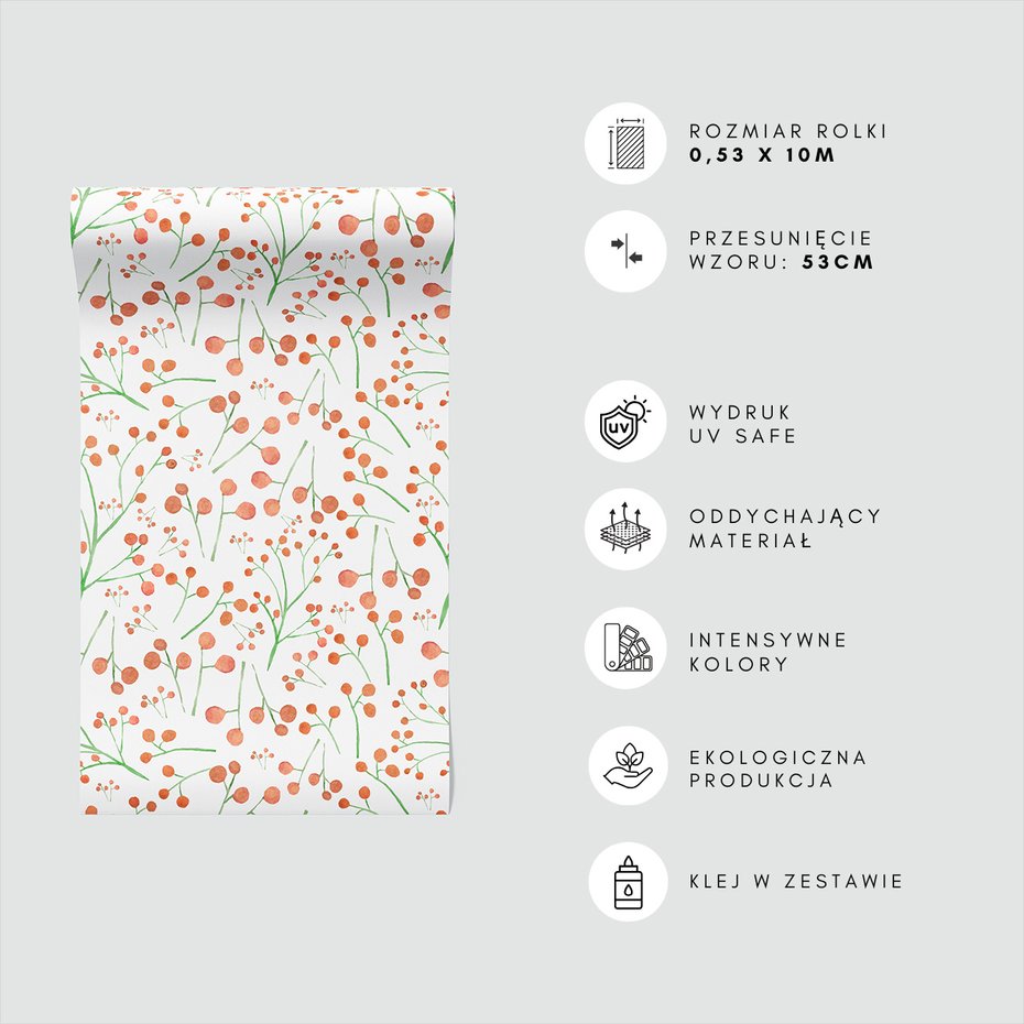 Tapeta - gałązki, owoce, tło