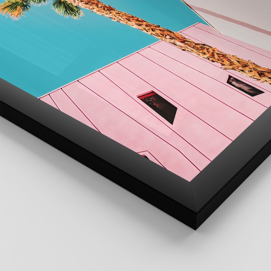 Zestaw obrazy w ramie, plakaty - palmy, plaża, tropiki - rama czarna