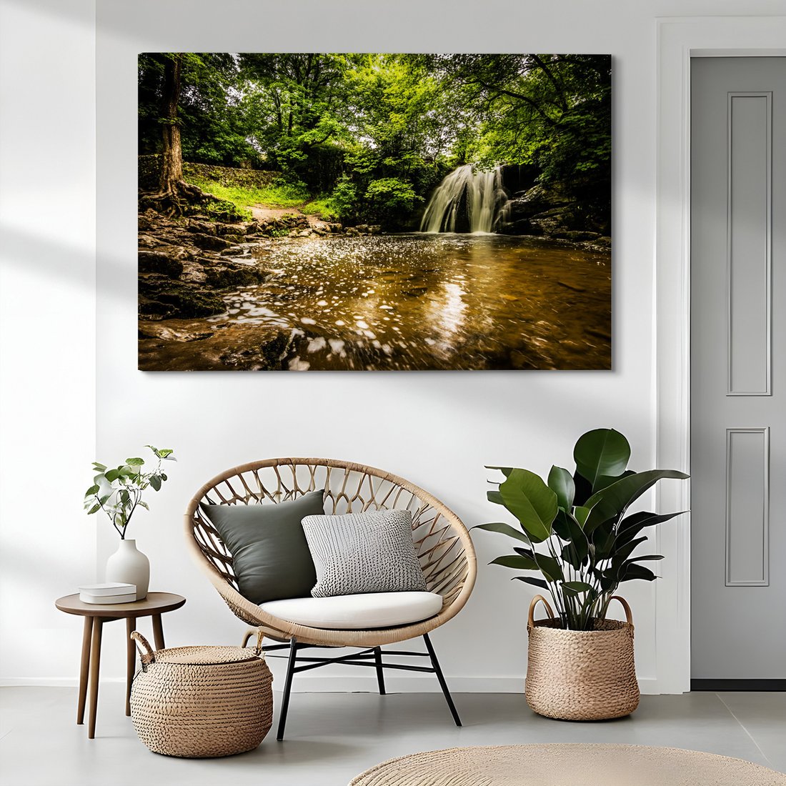 Obraz na płótnie - wodospad, las, woda