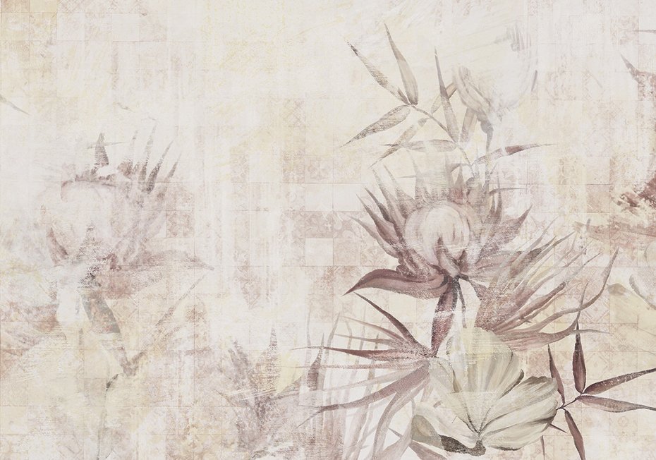 Fototapeta - loft, kwiaty, trawy