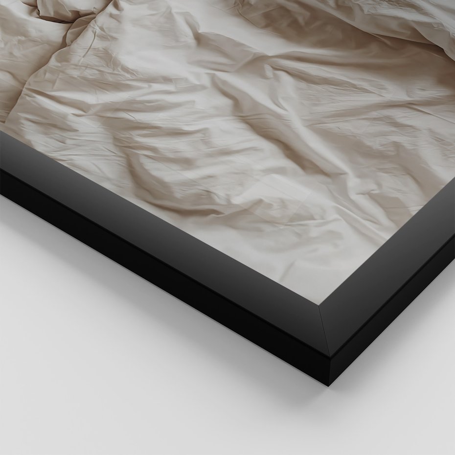 Zestaw obrazy w ramie, plakaty - pościel, kawa, relaks - rama czarna