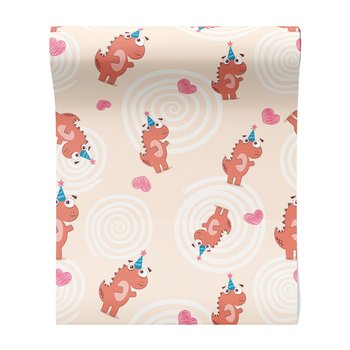 Tapeta - dziecięca, dinozaury, serca,