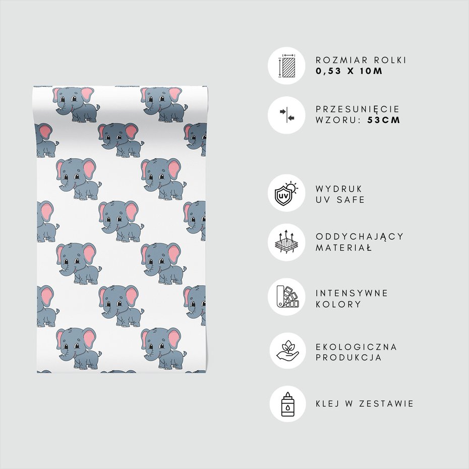 Tapeta - dziecięca, słoń, ilustracja,