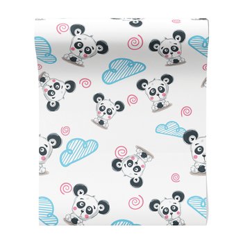 Tapeta - dziecięca, panda, chmura, spirala