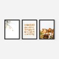 Zestaw obrazy w ramie, plakaty - liście, jesień, gałęzie - rama czarna