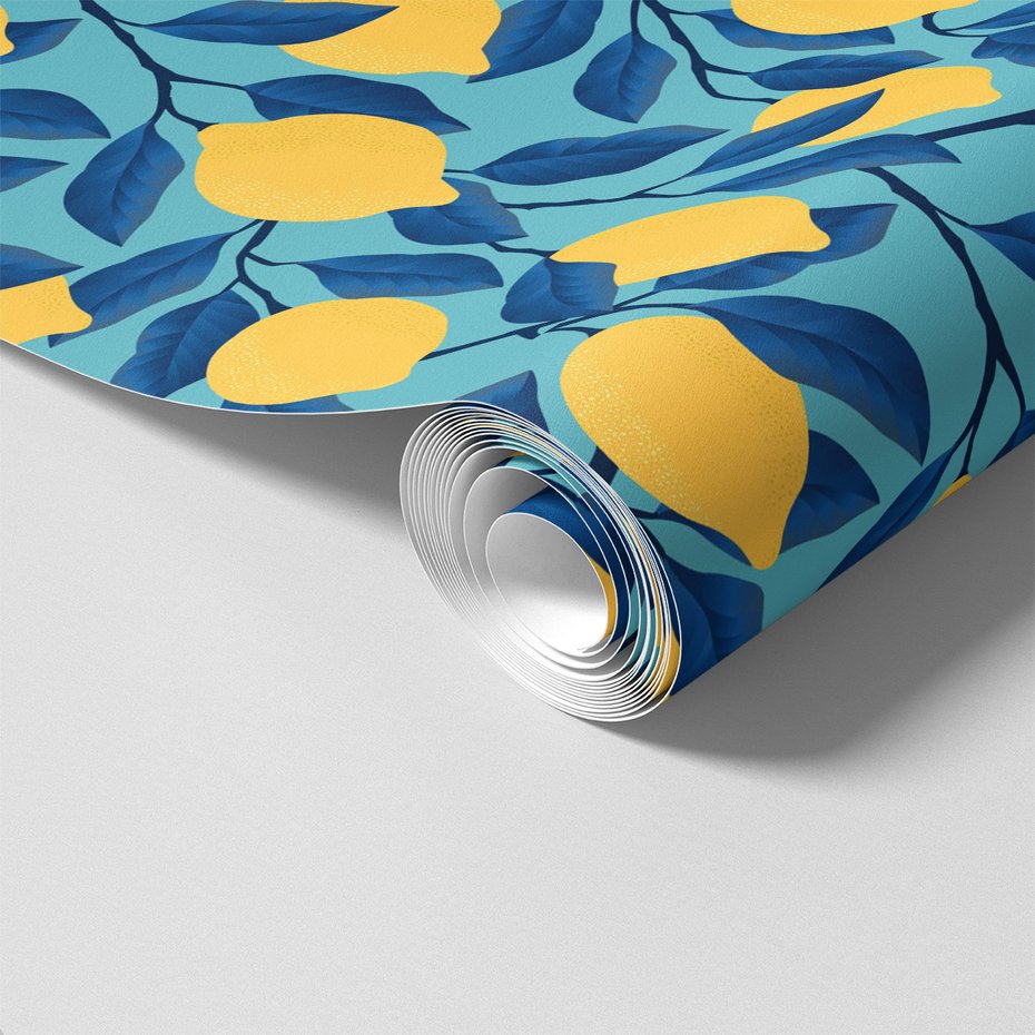 Tapeta - owoce, liście, cytryny