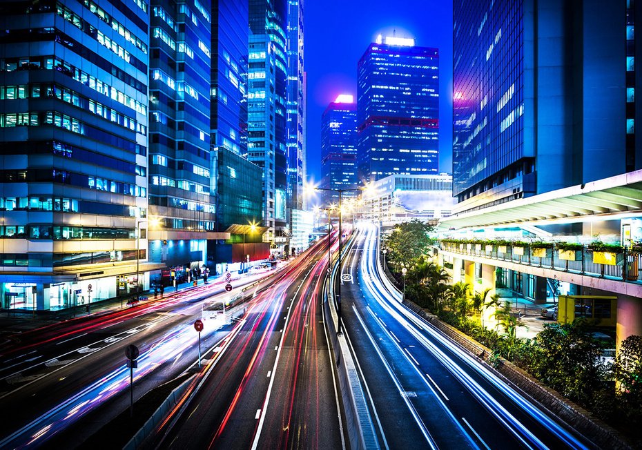 Fototapeta - miasto, noc, ulice