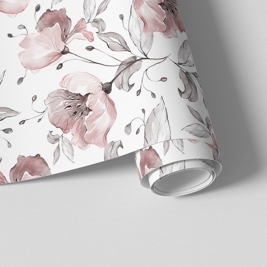 Tapeta - kwiaty, liście, elegancja