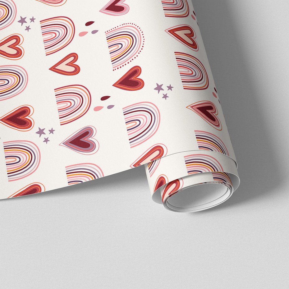 Tapeta - dziecięca, serca, tęcze, gwiazdy