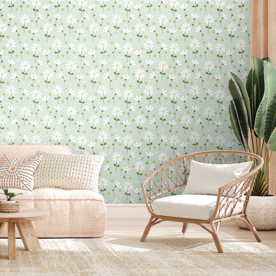Tapeta - kwiaty, stokrotki, wzór