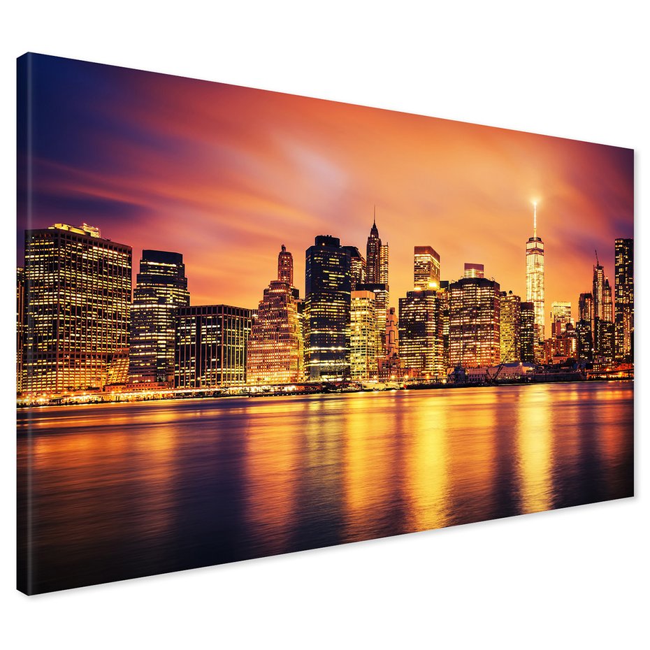 Obraz na płótnie - miasto, noc, woda