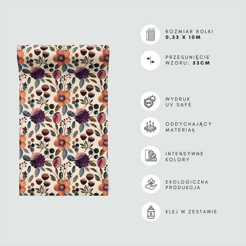 Tapeta - kwiaty, liście, gałązki