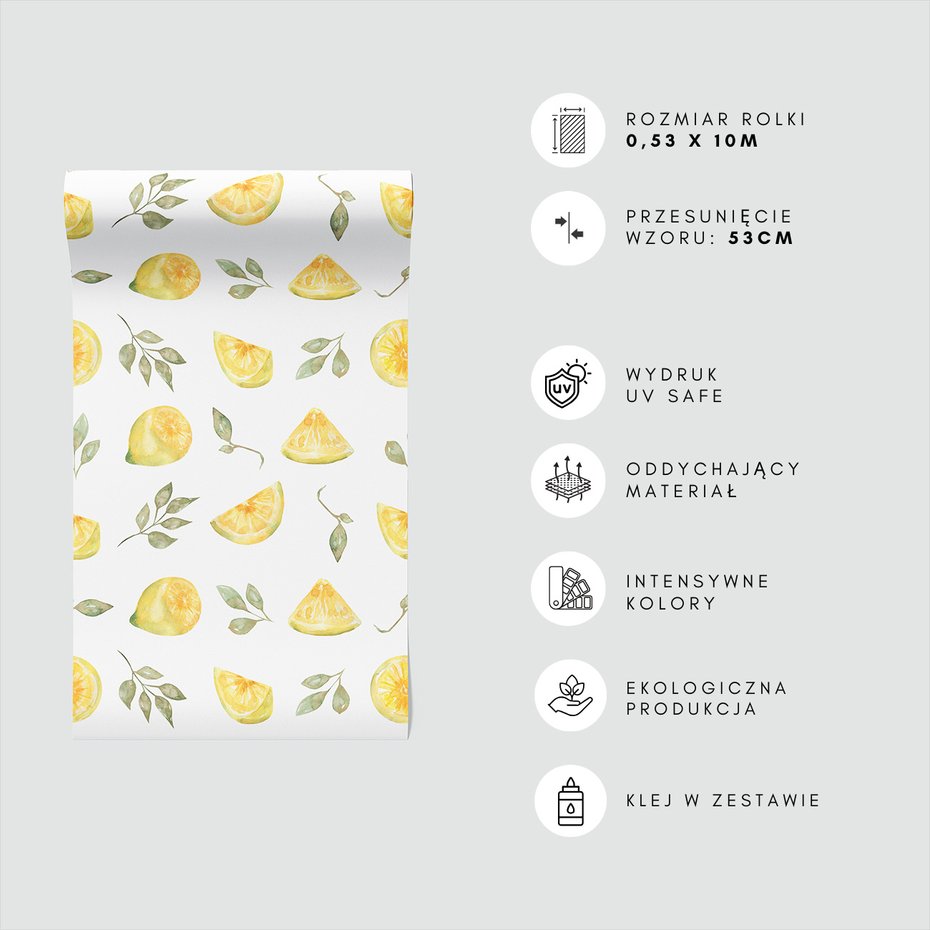 Tapeta - cytryny, liście, plasterki