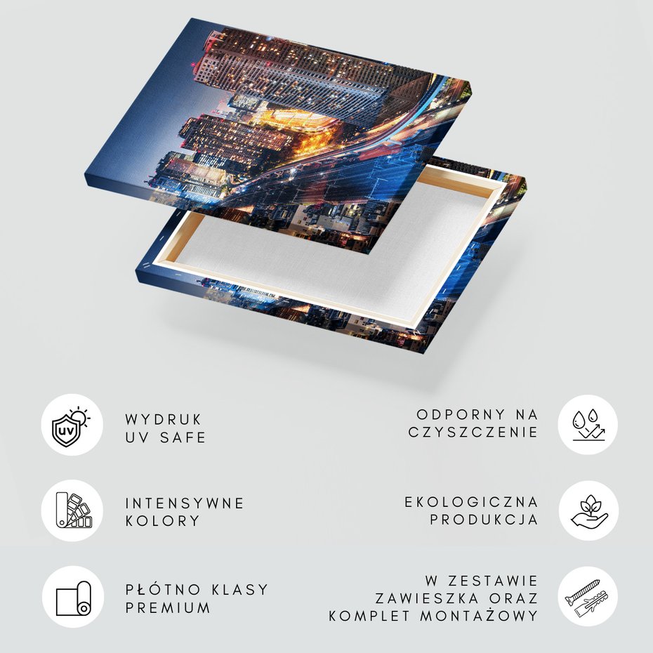 Obraz na płótnie - miasto, noc, budynki