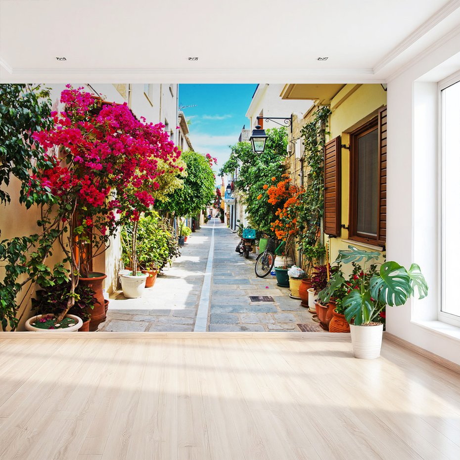 Fototapeta - ulica, kwiaty, miasto