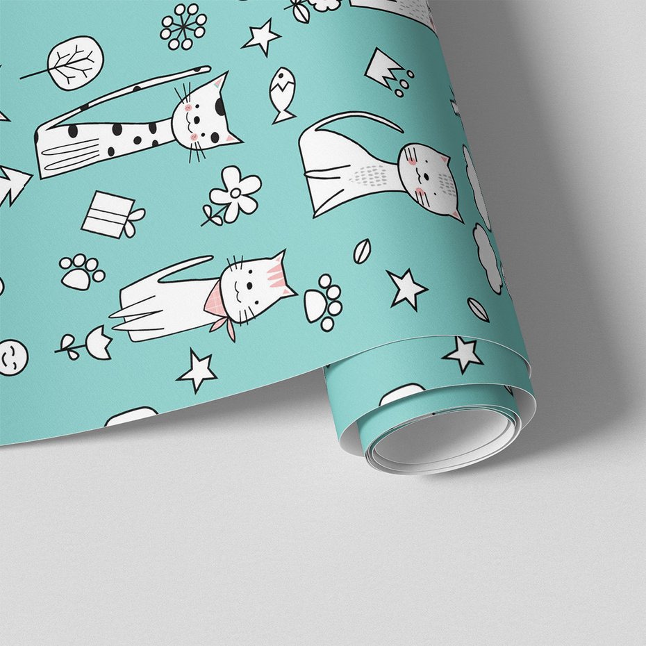 Tapeta - dziecięca, koty, wzór, tło