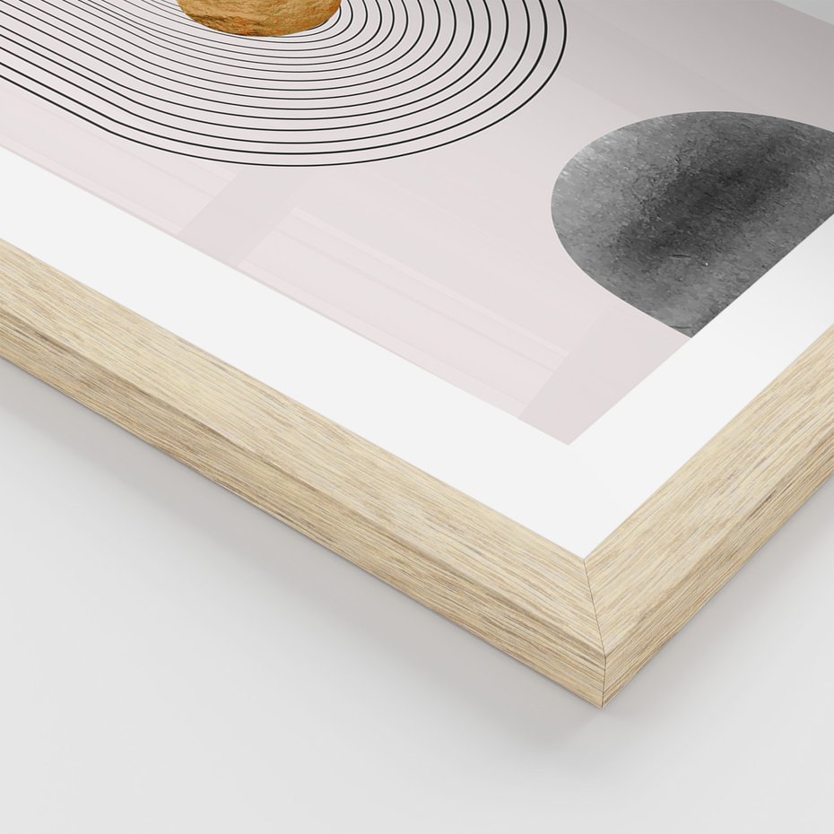 Zestaw obrazy w ramie, plakaty - abstrakcja, geometria, minimalizm - rama drewno