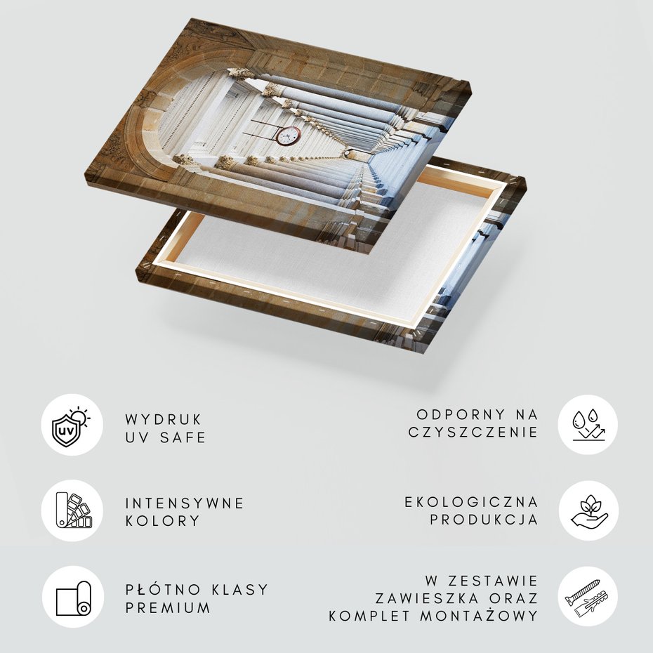 Obraz na płótnie - kolumnada, architektura, zegar