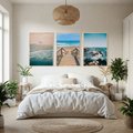 Zestaw obrazy w ramie, plakaty - plaża, morze, woda - rama drewno