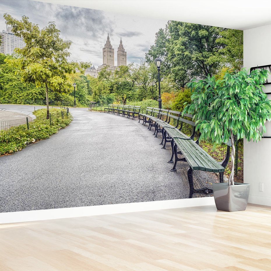 Fototapeta - park, ławki, miasto