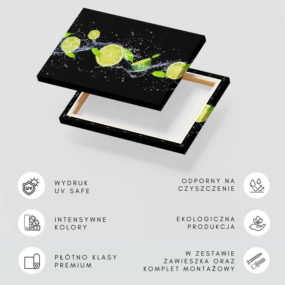 Obraz na płótnie - owoce, woda, świeżość