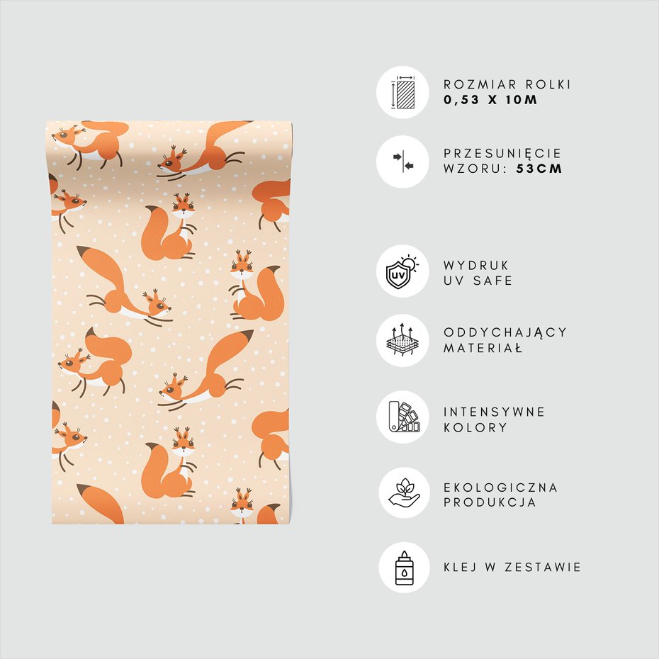 Tapeta - dziecięca, wiewiórka, ogon, kropki